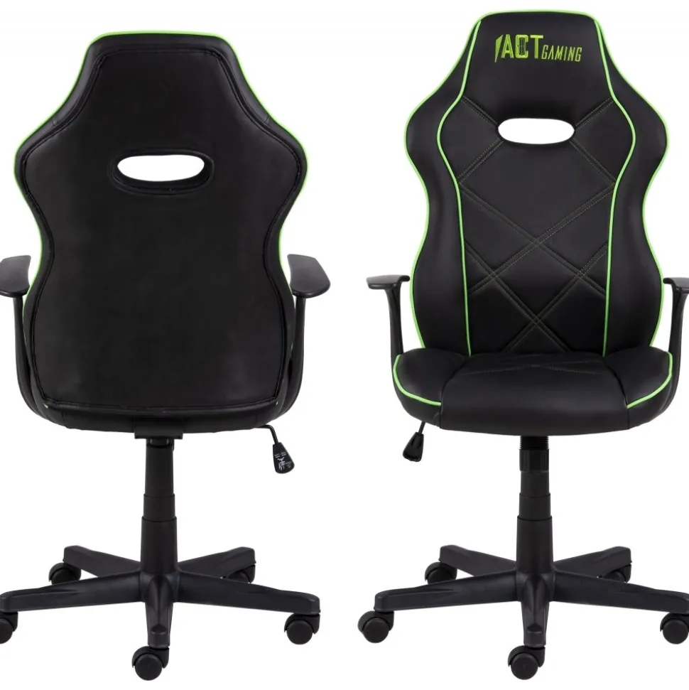 Vayne svart spelstol med gröna detaljer