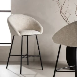 Velvet barstol - Vit