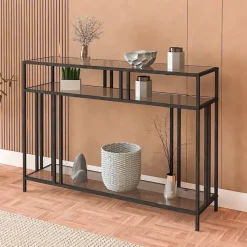 Vendela avlastningsbord - Svart/rökfärgat glas