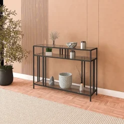 Vendela avlastningsbord - Svart/rökfärgat glas