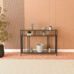 Vendela avlastningsbord - Svart/rökfärgat glas