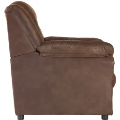 Vera fåtölj i brunt microfiber + Möbeltassar