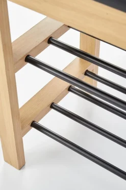 Veronika sittbänk med skoförvaring Svart (PU) / Trä