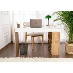 Vesper skrivbord 130 x 72 cm - Vit/furu