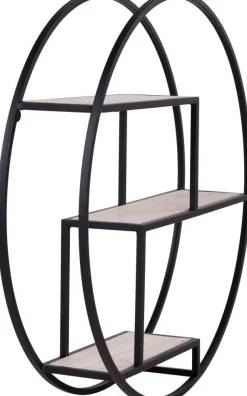 Vägghylla runt - Svart/fanér