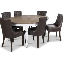 Victoria matgrupp inklusive 6 st Tuva matstolar i brun vintage PU