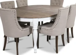 Victoria matgrupp inklusive 6 st Tuva matstolar i beige tyg + 6.00 x Stolsdyna