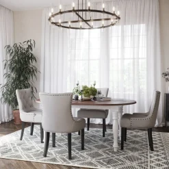 Victoria vitt ovalt matbord med brun toppskiva