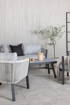 Virya soffgrupp - Svart/Grå + Textilskydd för utemöbler