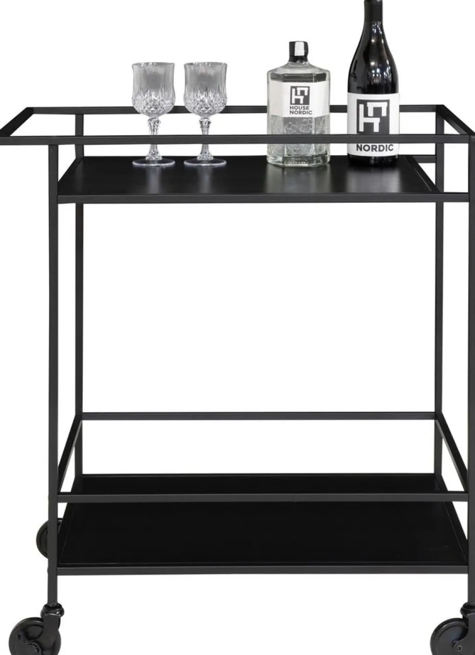 Vita Serveringsvagn 68 x 40 cm - Svart + Möbeltassar