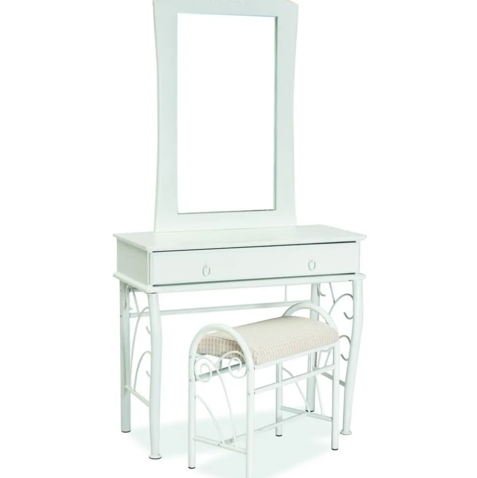 Vitt sminkbord med spegel och pall + Glas och Kristallrengöring