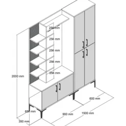 Viyana hallmöbel 150 cm - Valnöt/antracit