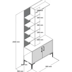 Viyana hallmöbel 90 cm - Valnöt/antracit