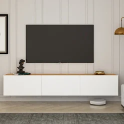 West TV-bänk - Vit/furu