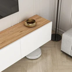 West TV-bänk - Vit/furu