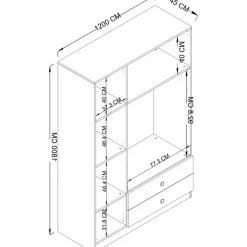 Yaman garderob 120 x 45 x 180 cm - Grå