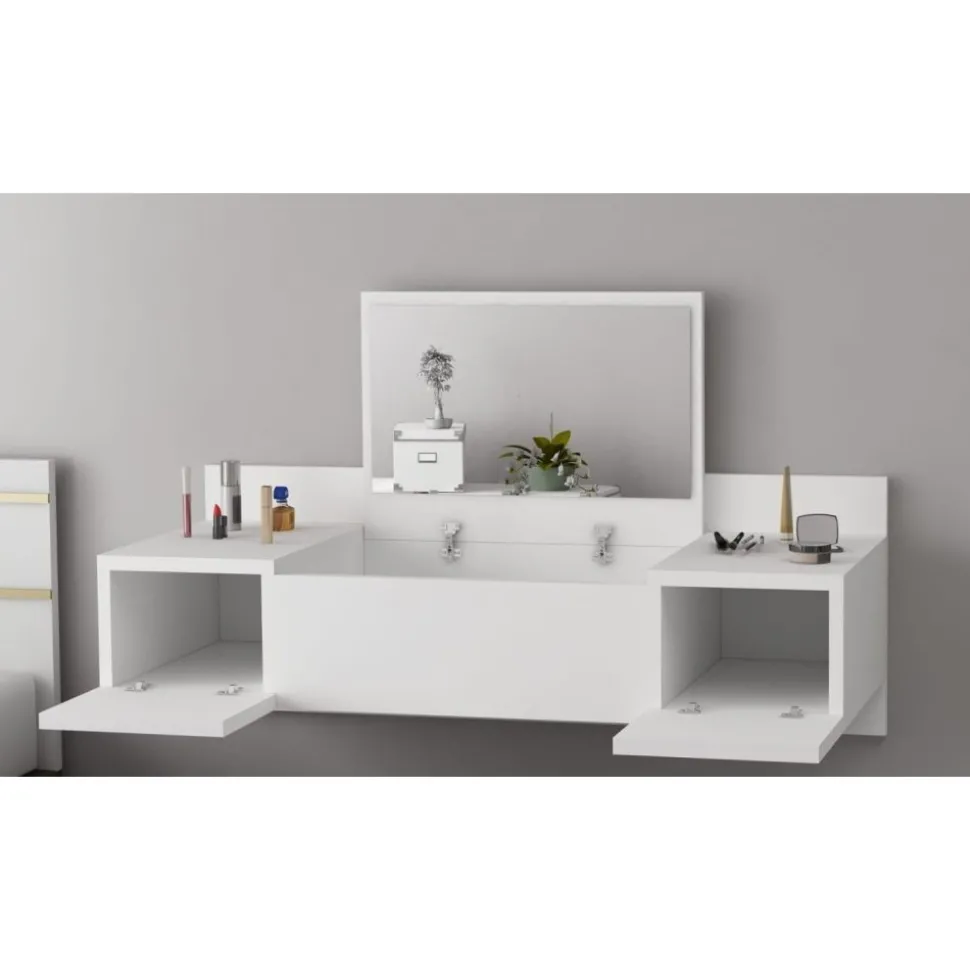 Zakkum sminkbord 100 x 39 cm - Vit + Karta med möbeltassar på köpet!