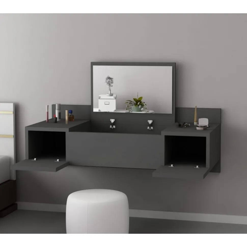 Zakkum sminkbord 100 x 39 cm - Antracit + Glas och Kristallrengöring