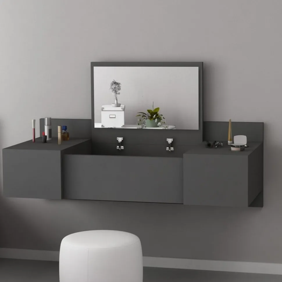 Zakkum sminkbord 100 x 39 cm - Antracit + Glas och Kristallrengöring