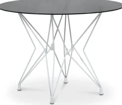 Zoo runt matbord med glasskiva Ø106 cm - Vit / Tonat glas + Fläckborttagare för möbler